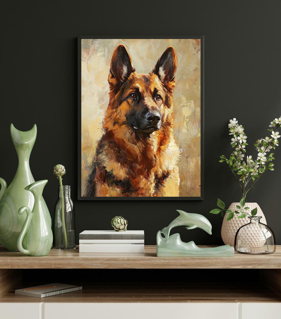 German Shepherd Dog Digital Printable Wall Art.