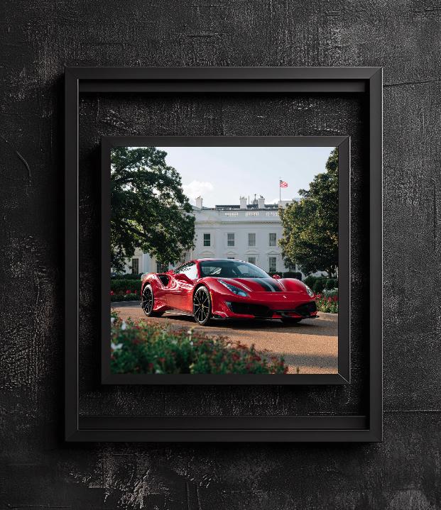 Red Ferrari 488 Pista Infront Of White House.
