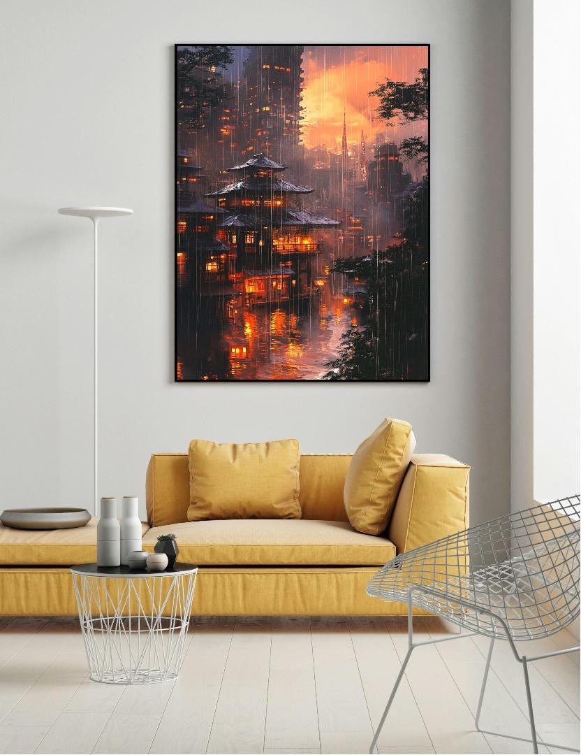 Rainy Weather Painting Digital Printable Wall Art.