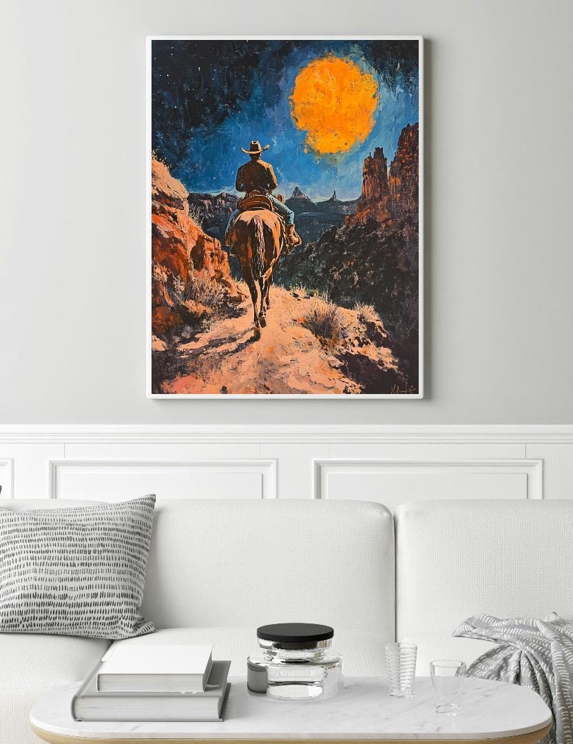 Horse And Rider Digital Printable Wall Art.