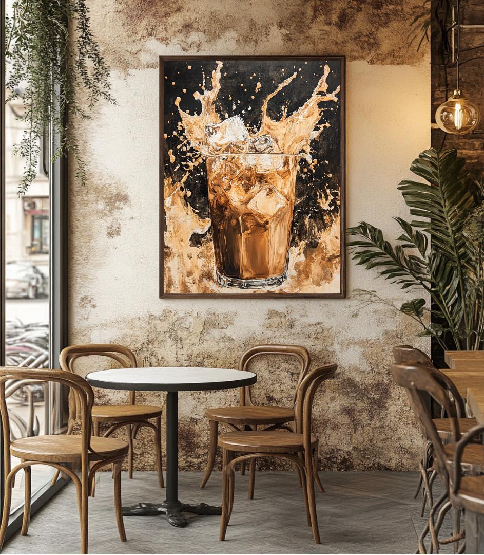 Iced Coffee Painting Digital Printable Wall Art.