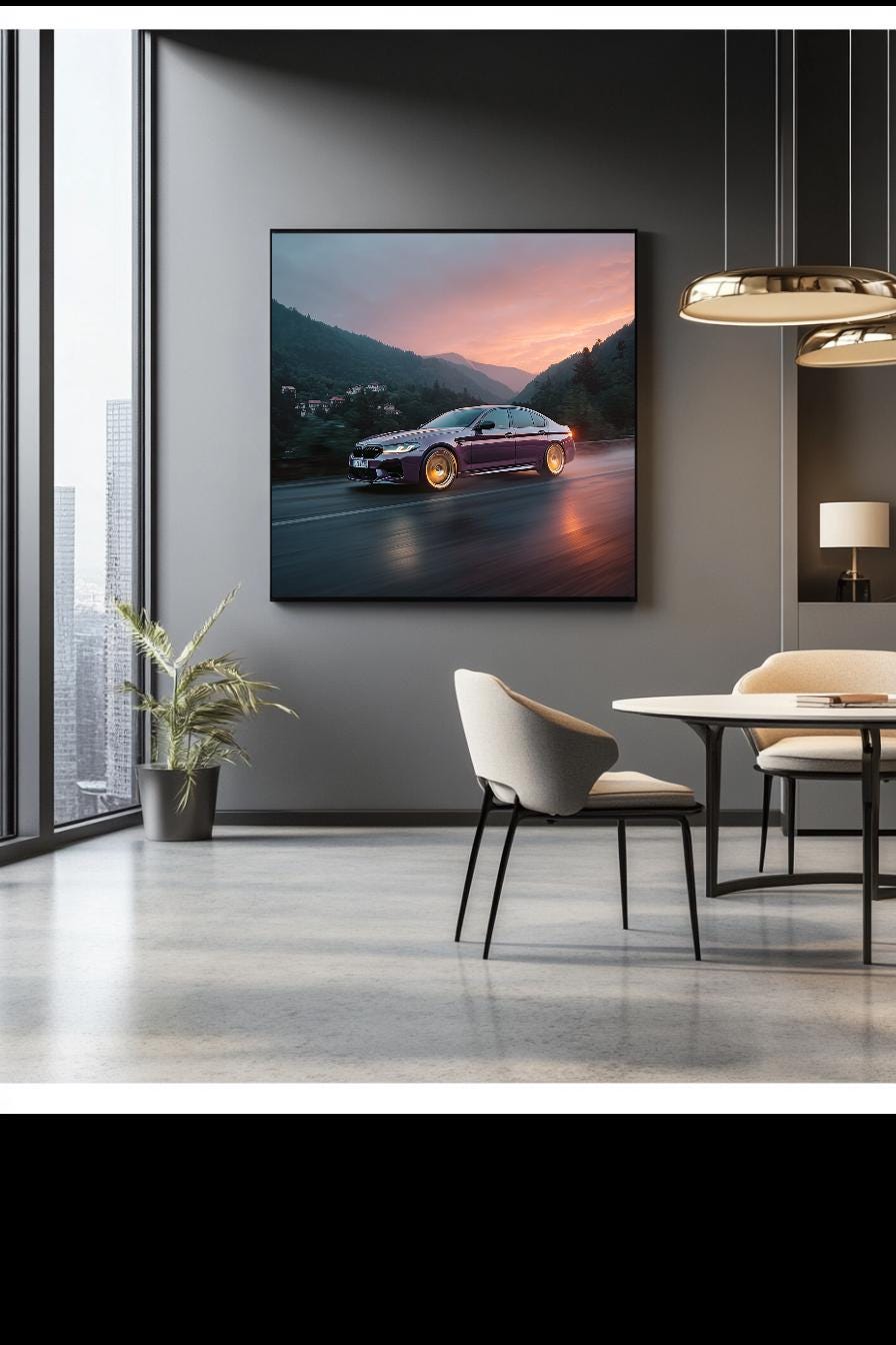 BMW M5 F90 Running On Road Digital Wall Art.