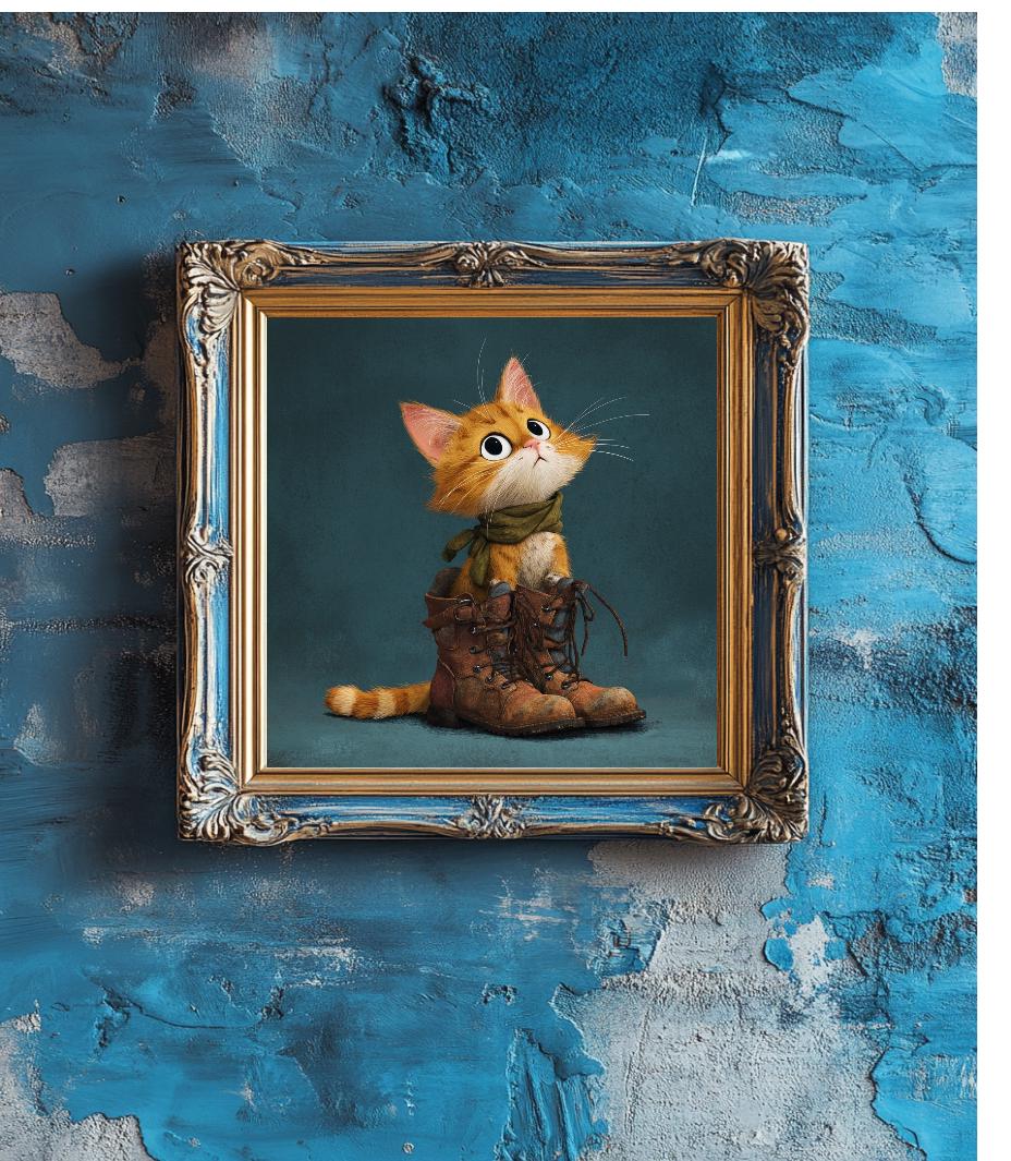 Puss In Boots Painting Digital Wall Art.