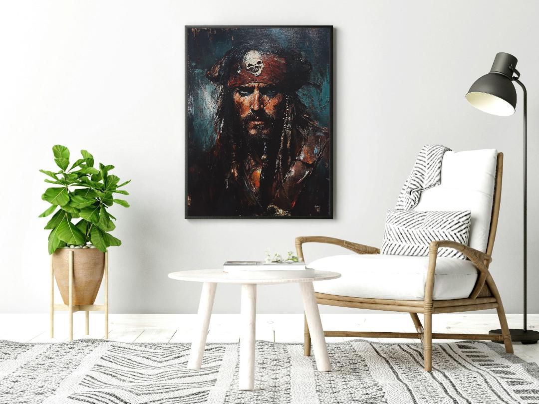Pirate Painting Digital Printable Wall Art.