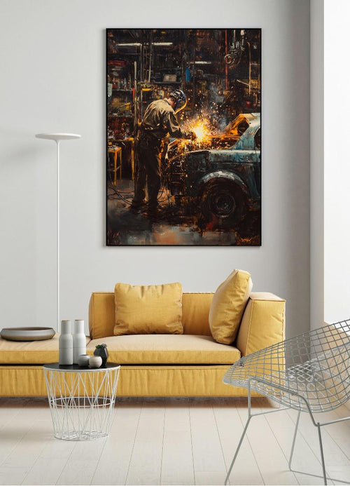 Car Workshop Painting Digital Printable Wall Art.