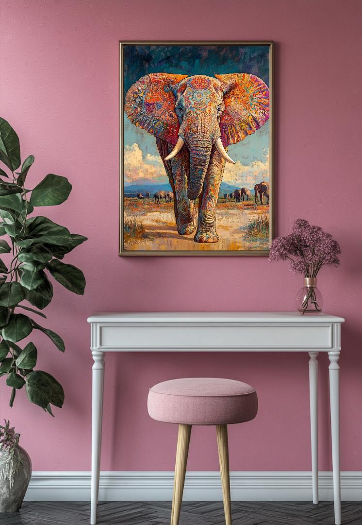 Elephant Painting Digital Printable Wall Art.