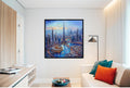 Downtown Dubai And Burj Khalifa Aerial View Oil Painting Digital Printable Wall Art
