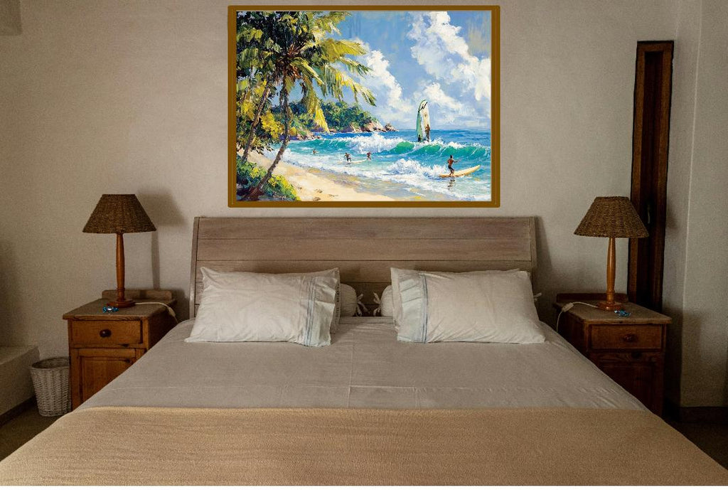 Surfing Beach Digital Printable Wall Art.