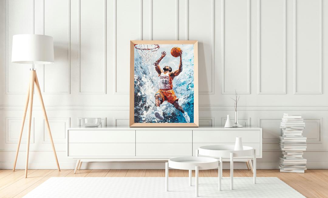 Guy Playing Basketball Digital Printable Wall Art.