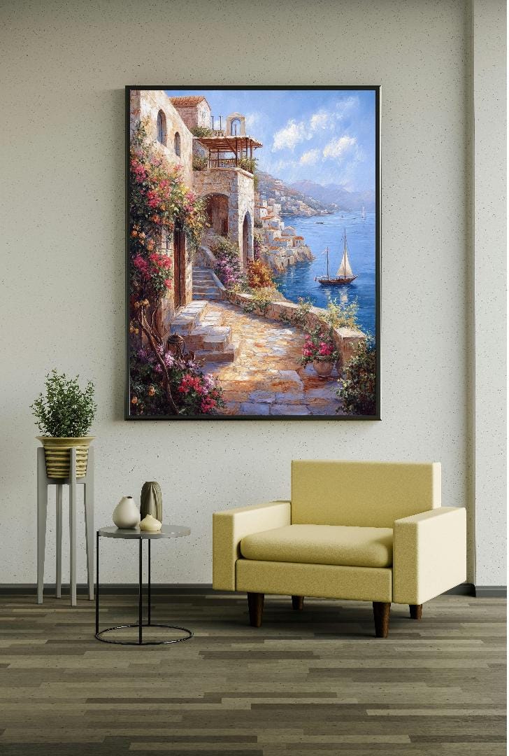 Greece Painting Digital Printable Wall Art.