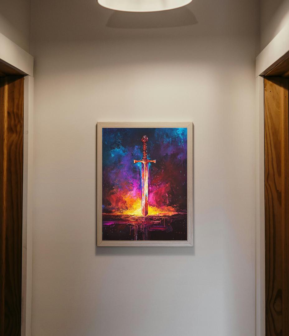 Neon Sword Digital Printable Wall Art.