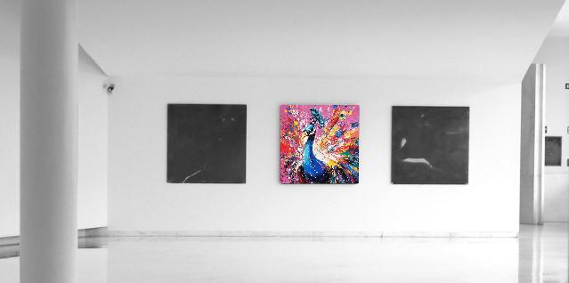 Colorful Peacock Oil Painted Digital Printable Wall Art.