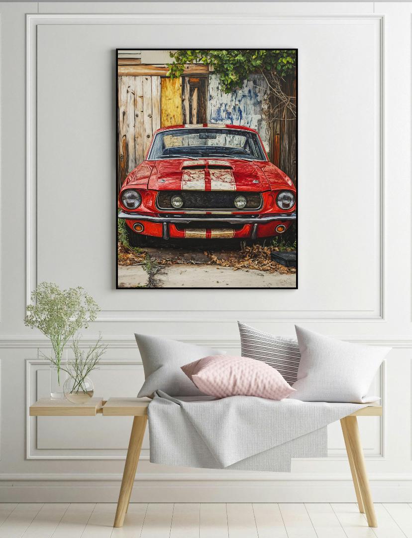 Classic Mustang Painting Digital Printable Wall Art.