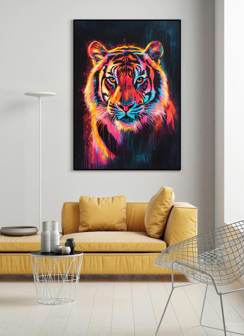 Neon Tiger Digital Printable Wall Art.