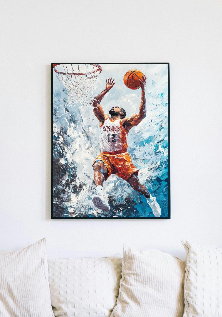 Guy Playing Basketball Digital Printable Wall Art.