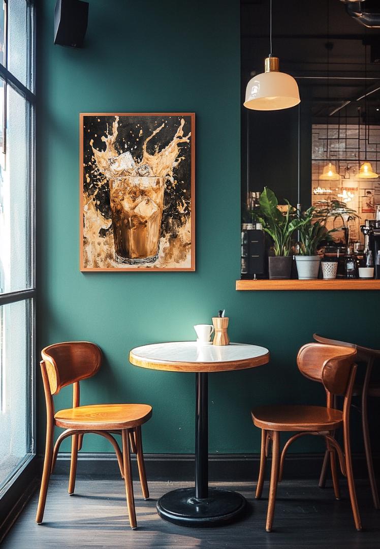 Iced Coffee Painting Digital Printable Wall Art.