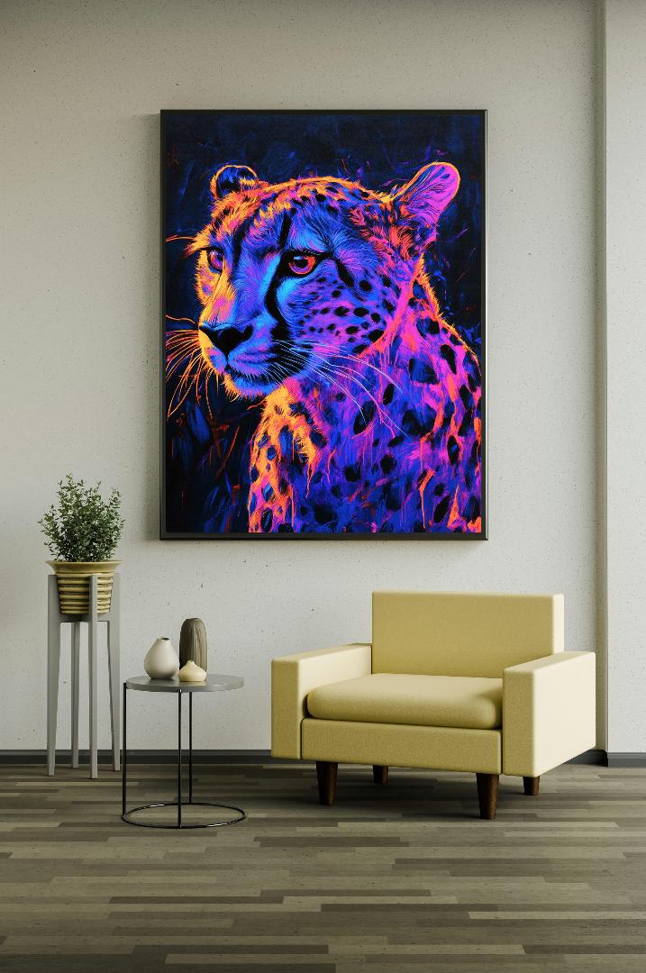 Neon Cheetah Digital Printable Wall Art.