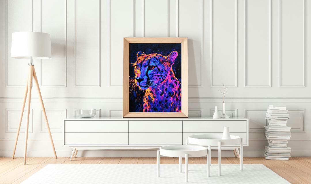 Neon Cheetah Digital Printable Wall Art.