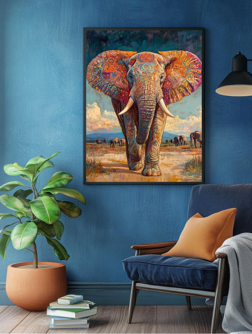 Elephant Painting Digital Printable Wall Art.