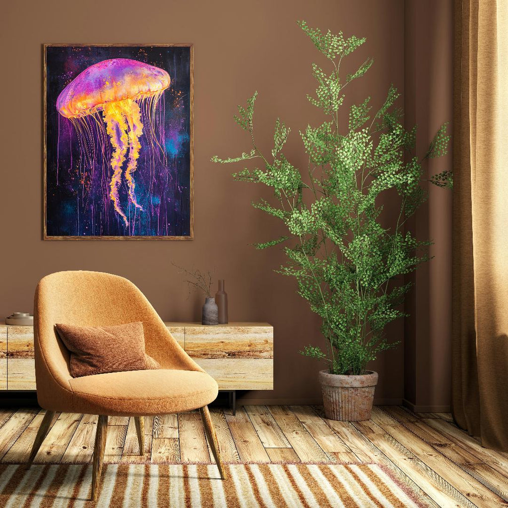 Colorful Jellyfish Digital Printable Wall Art.
