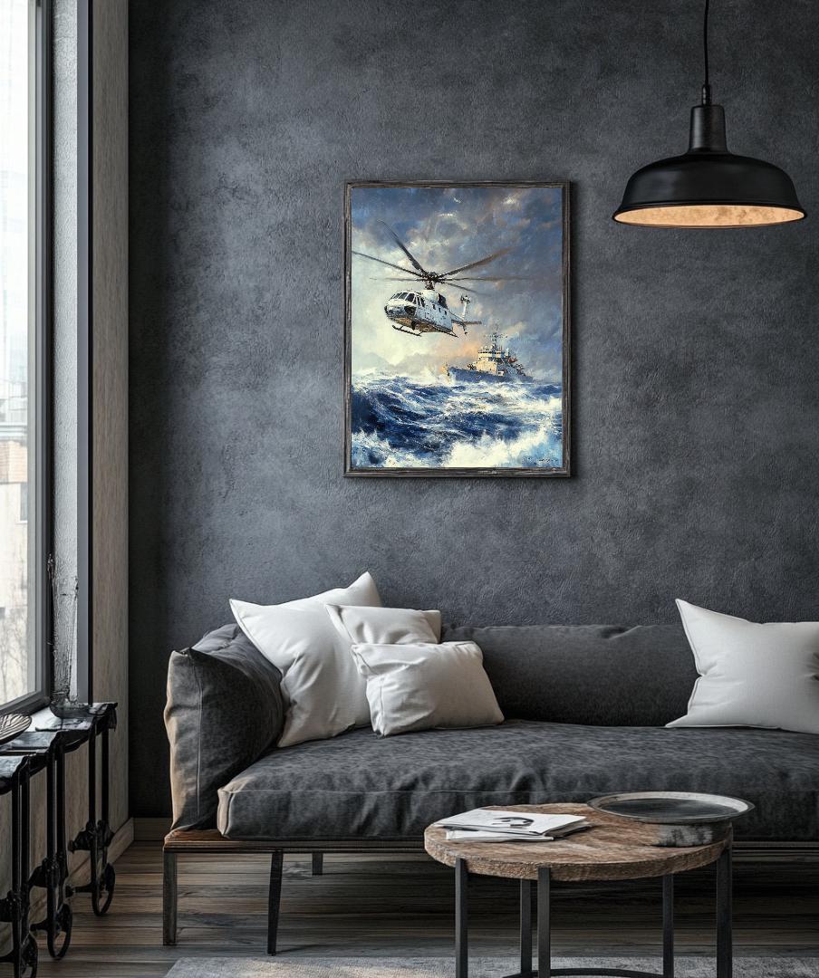 Helicopter Painting Digital Printable Wall Art.