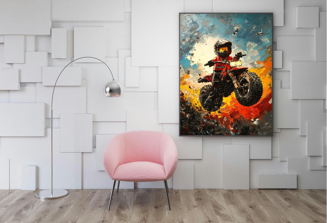 Lego Bike Painting Digital Printable Wall Art.