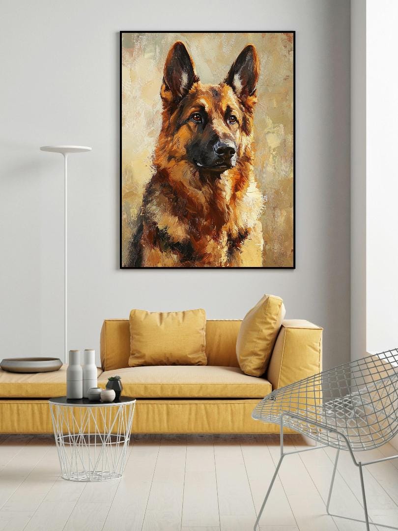 German Shepherd Dog Digital Printable Wall Art.