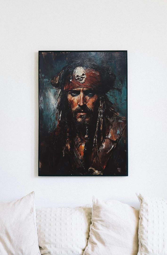 Pirate Painting Digital Printable Wall Art.