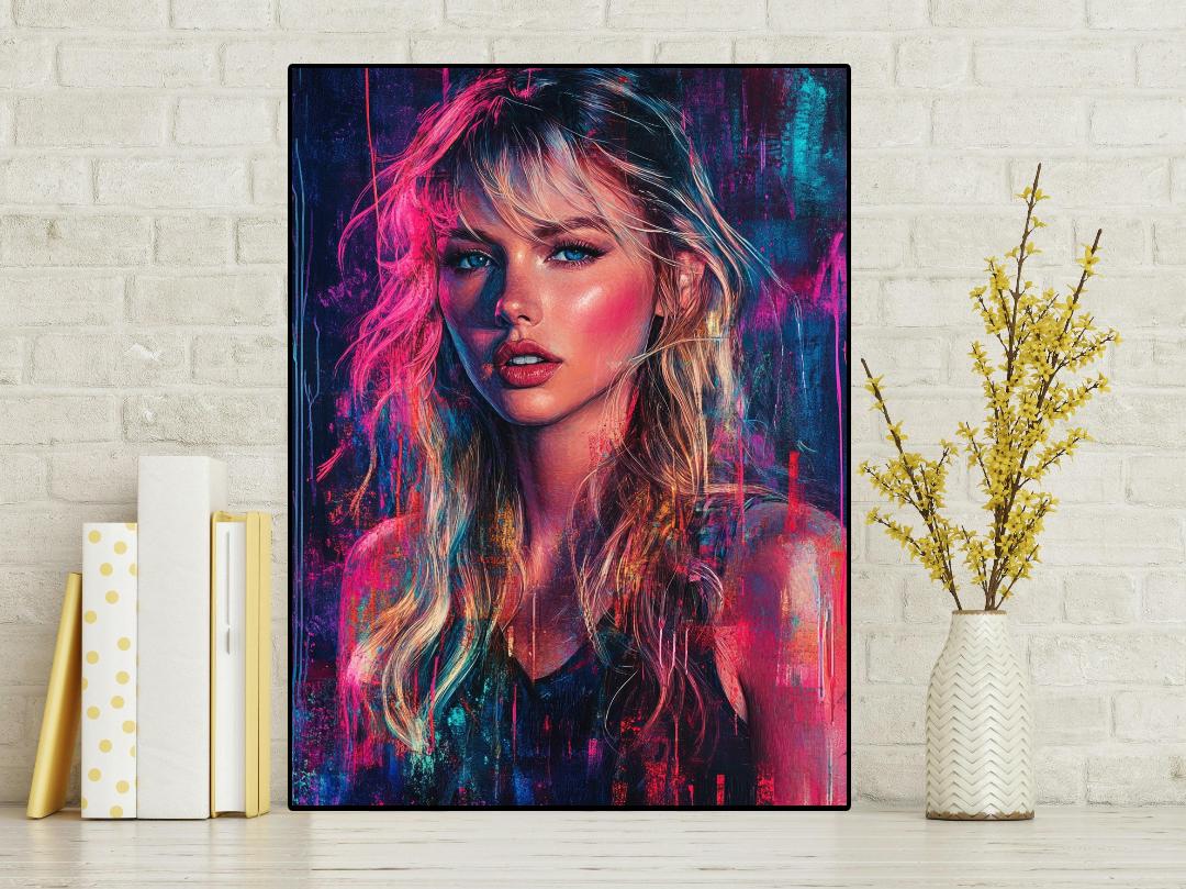Neon Taylor Swift Digital Printable Wall Art.