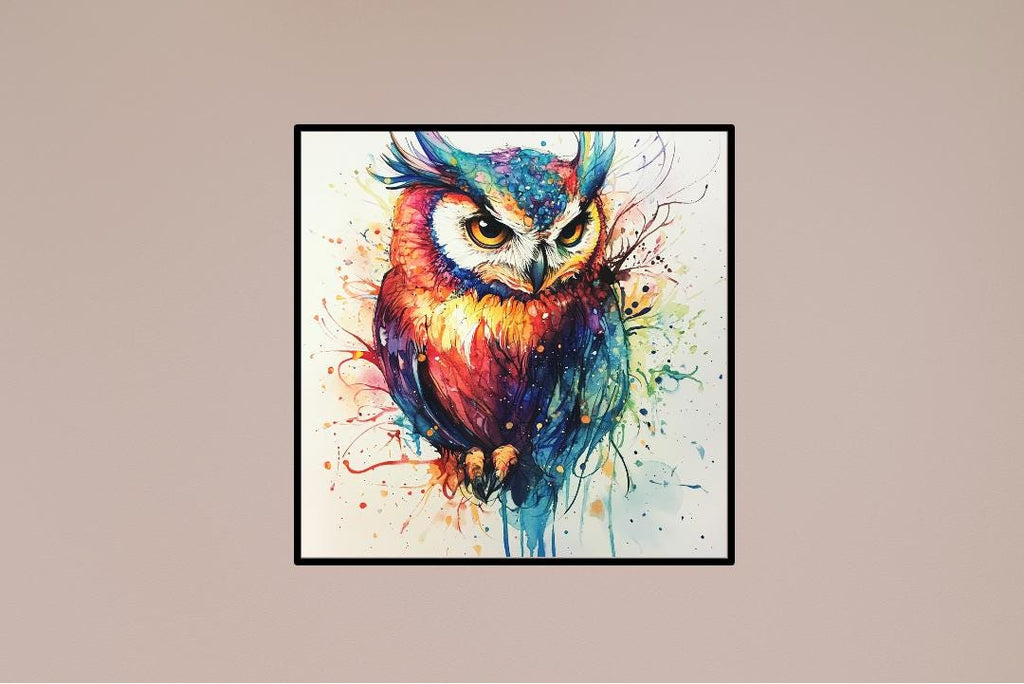 Owl Colorful Oil Painting Digital Printable Wall Art.