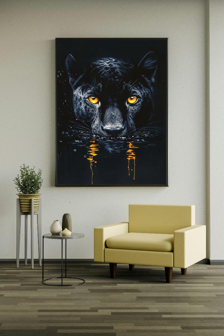 Black Jaguar Digital Printable Wall Art.