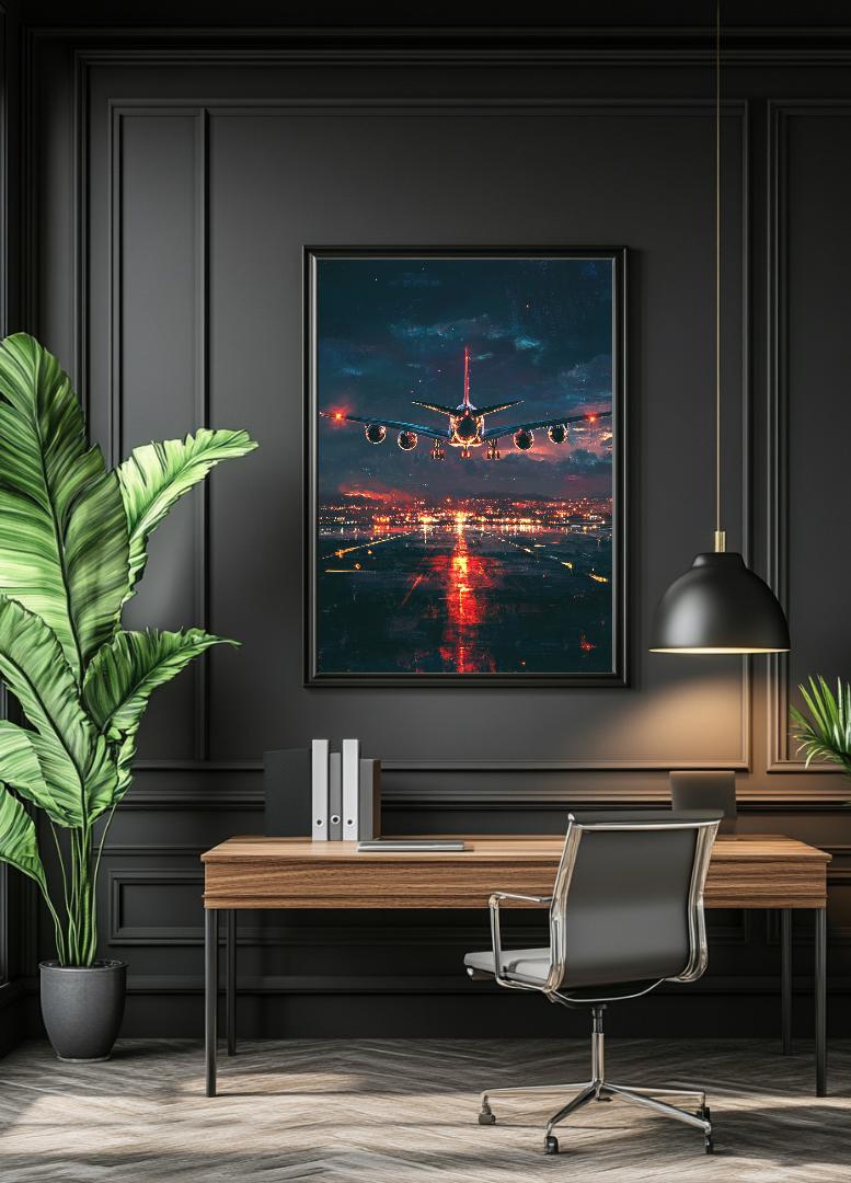 Airplane Landing Digital Printable Wall Art.