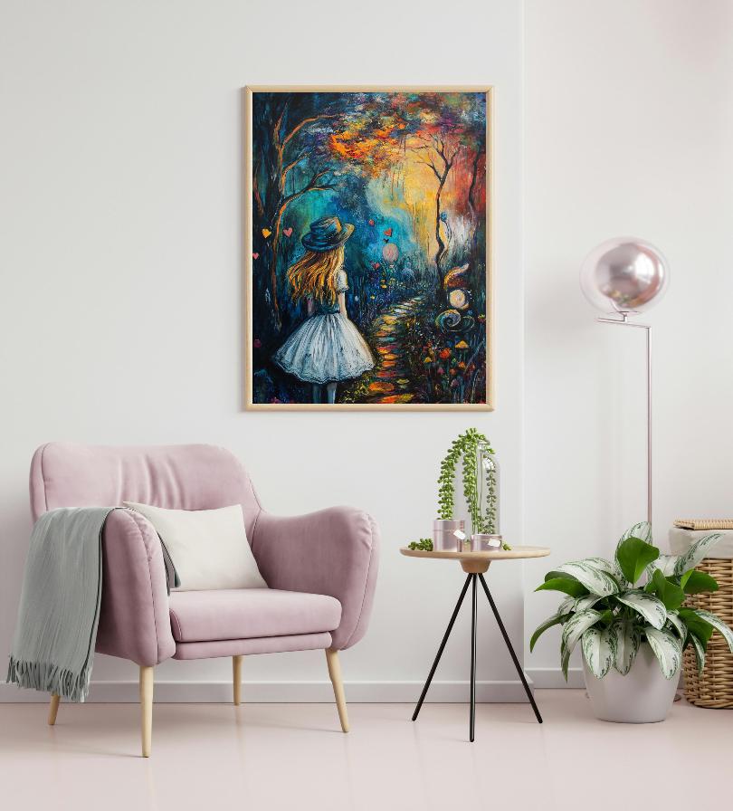 Alice In The Wonderland Painting Digital Printable Wall Art.