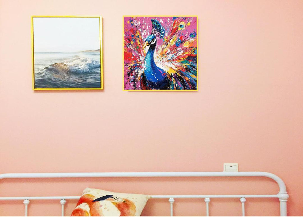Colorful Peacock Oil Painted Digital Printable Wall Art.