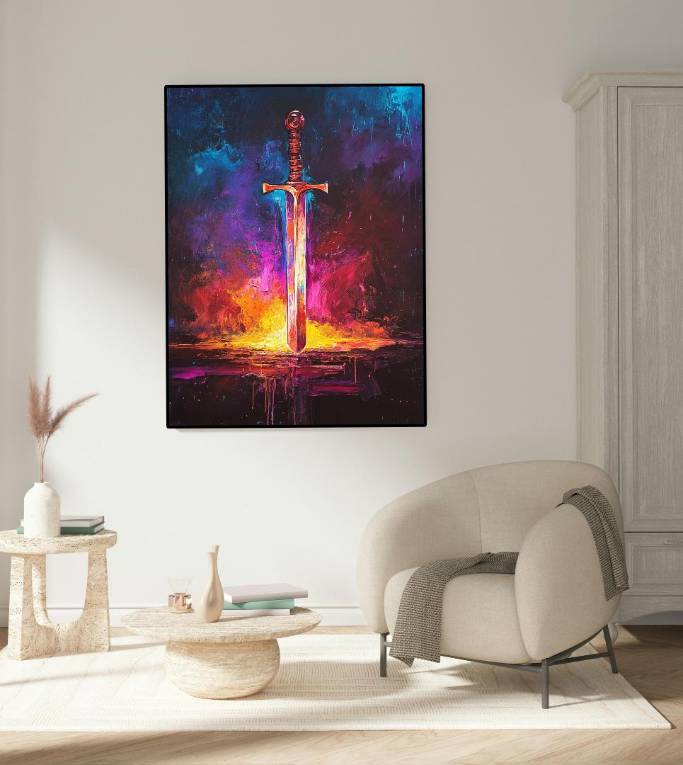 Neon Sword Digital Printable Wall Art.