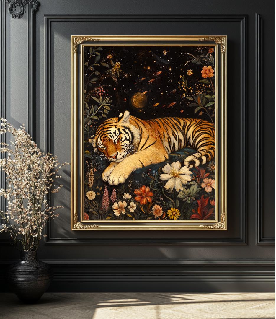 Sleeping Tiger Digital Printable Wall Art.