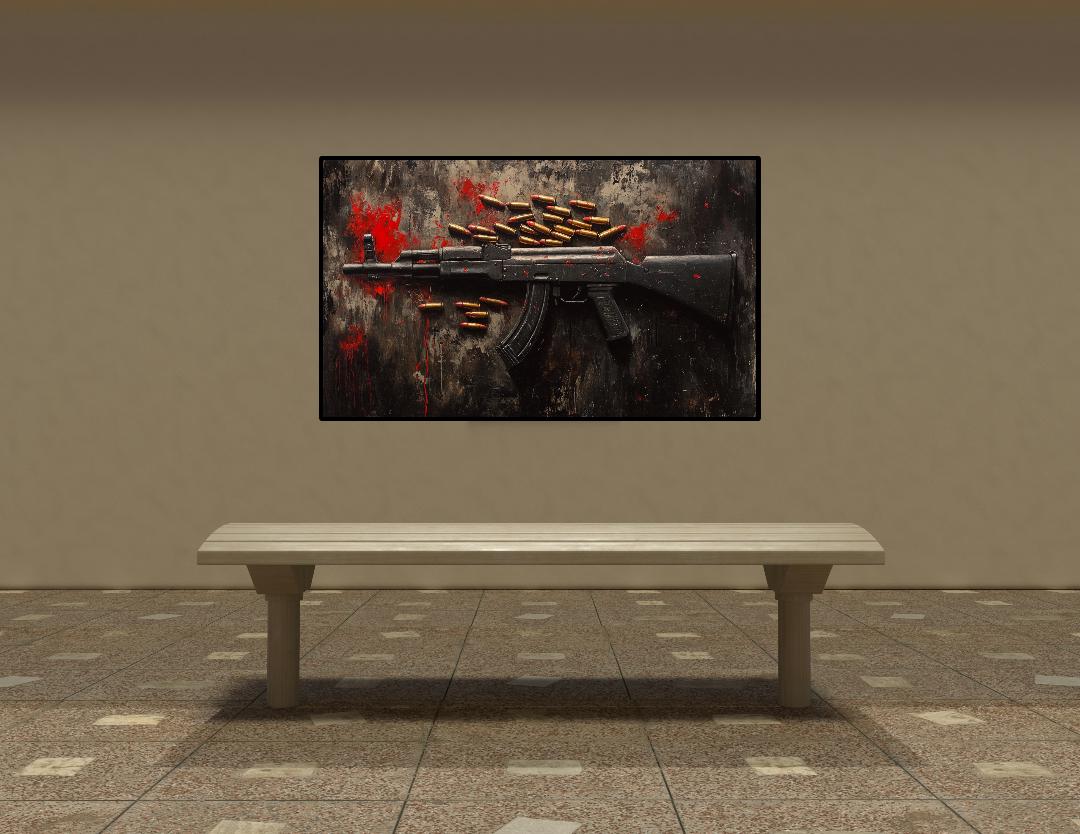 Black Color Ak-47 Gun Digital Printable Wall Art.