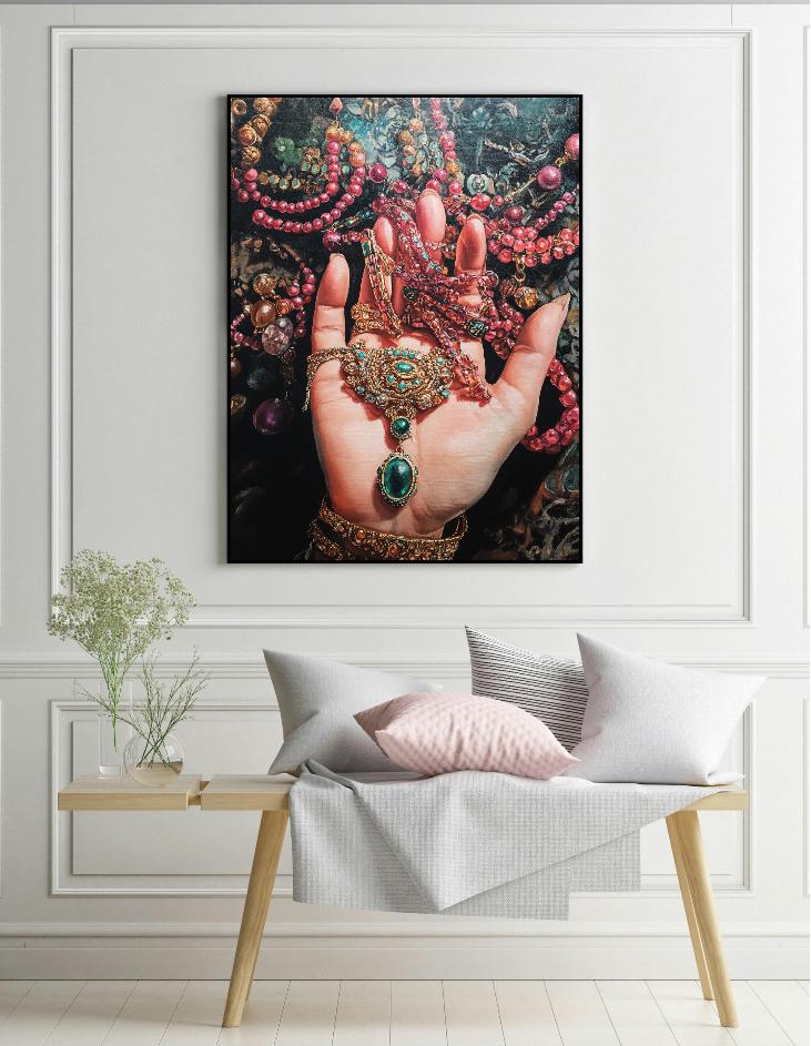 jewellery In Hand Painting Digital Printable Wall Art.