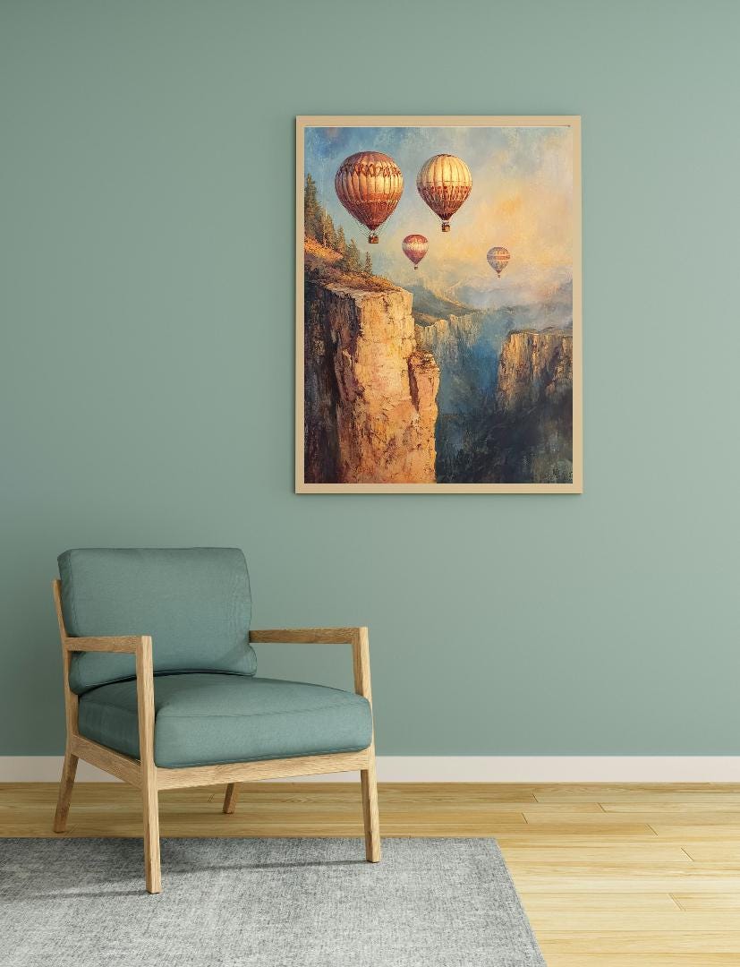 Hot Air Balloon Digital Printable Wall Art.