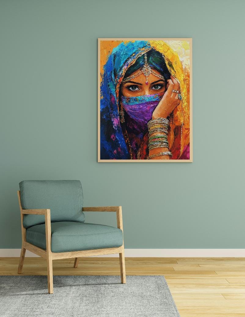 Rajasthani Women Painting Digital Printable Wall Art.