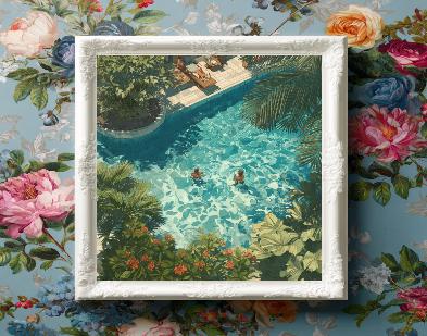 Animated Pool Art Print | Playful Summer Vibes (Digital Printable)