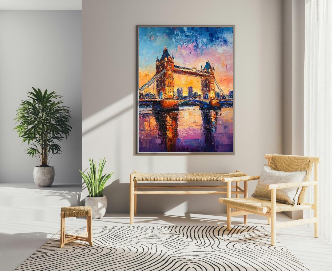 London Bridge Painting Digital Printable Wall Art.