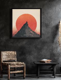 Cat Standing On Top Of Mountain Digital Printable Wall Art.