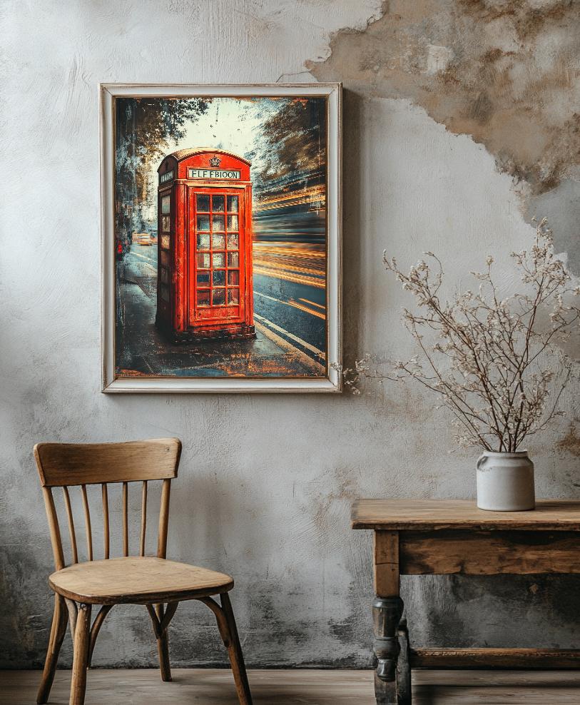 Telephone Booth Painting Digital Printable Wall art.