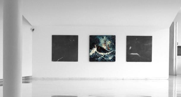 Old Ship In Scary Ocean Digital Printable Wall Art.