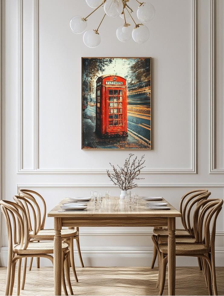 Telephone Booth Painting Digital Printable Wall art.