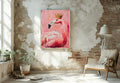 Pink Flamingo Wearing Crown Digital Printable Wall Art.