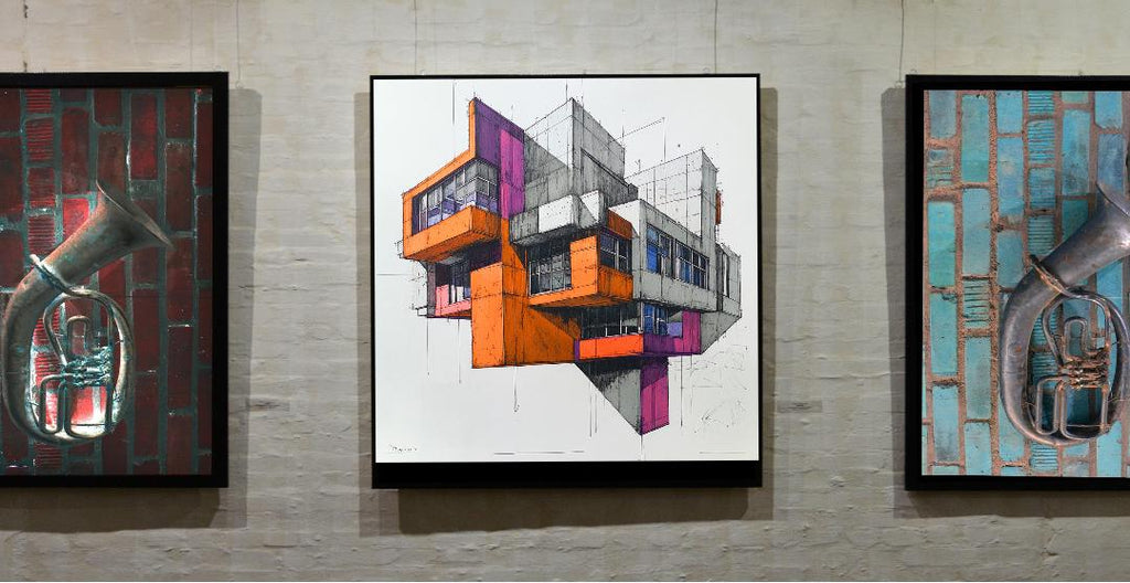 Floating Building Architectural Design Digital Printable Wall Art.