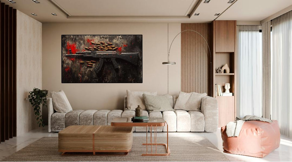 Black Color Ak-47 Gun Digital Printable Wall Art.