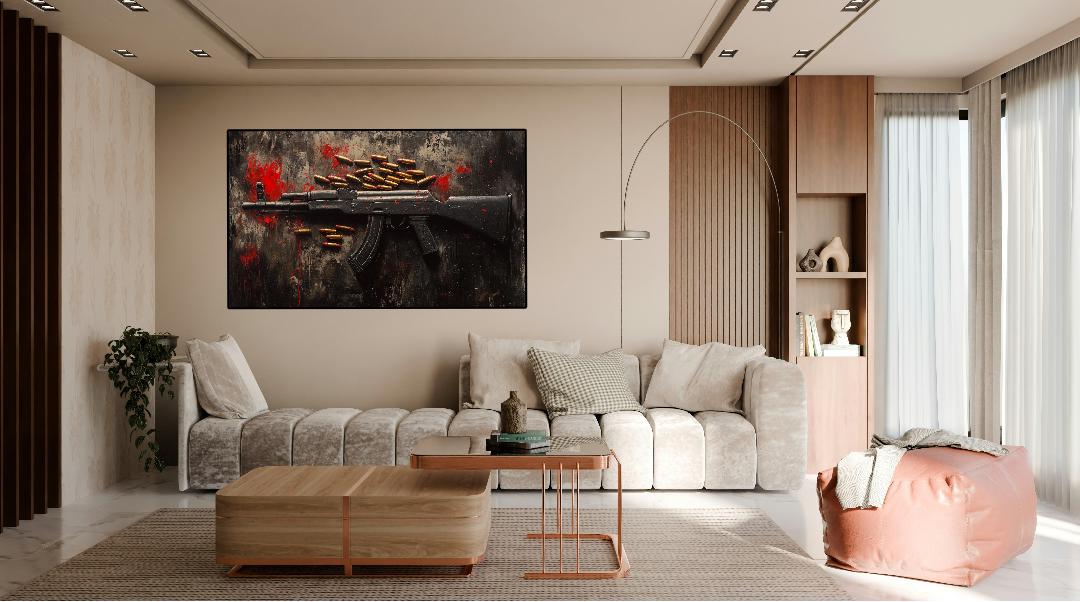Black Color Ak-47 Gun Digital Printable Wall Art.